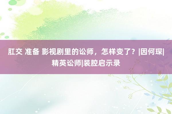 肛交 准备 影视剧里的讼师，怎样变了？|因何琛|精英讼师|装腔启示录